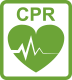 CPR icon with pulse through heart